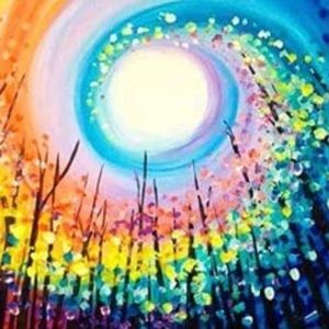 Diamond Art 5D DIY Craft Kit - Beaded Painting on Canvas Rainbow Cherry Blossom